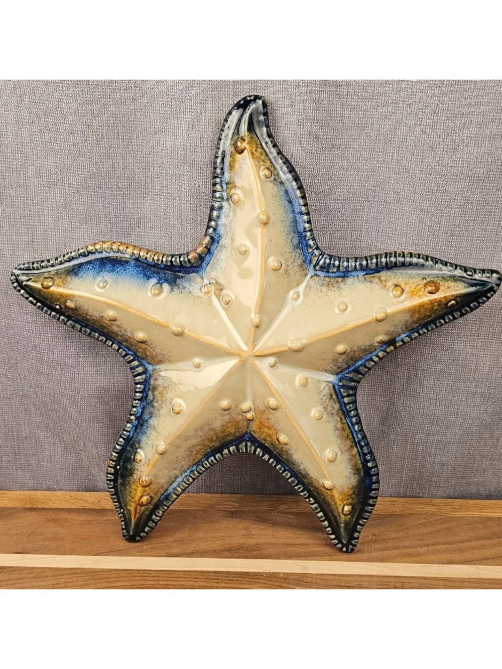 Ceramic Starfish Wall Decor With Textured Accents & Gradient Blue-Yellow Finish